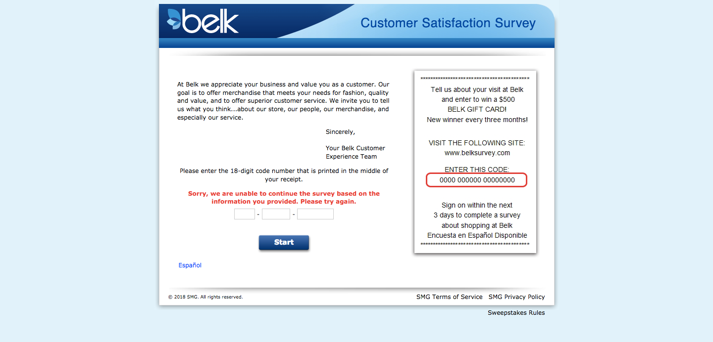 Belk Customer Satisfaction Survey