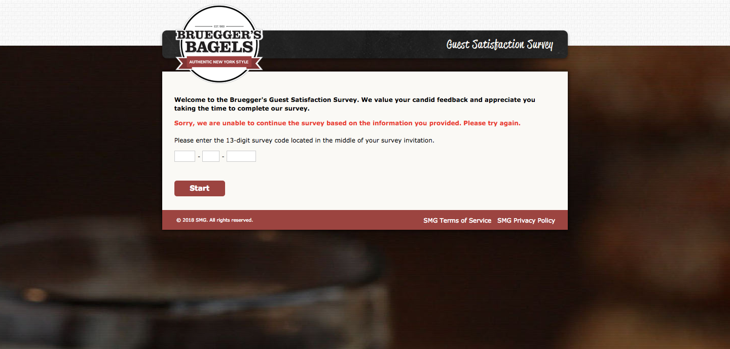 Bruegger’s Bagel Guest Satisfaction Survey