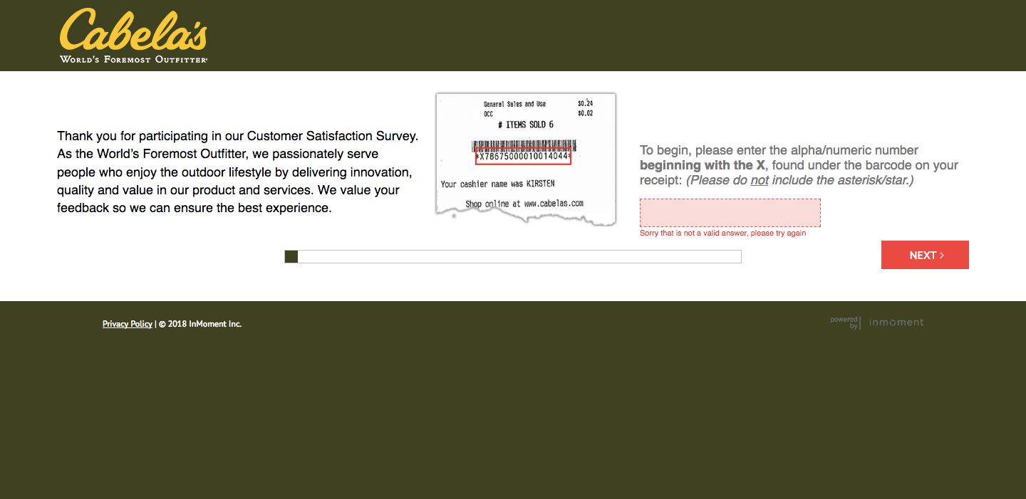 Cabelas Customer Satisfaction Survey