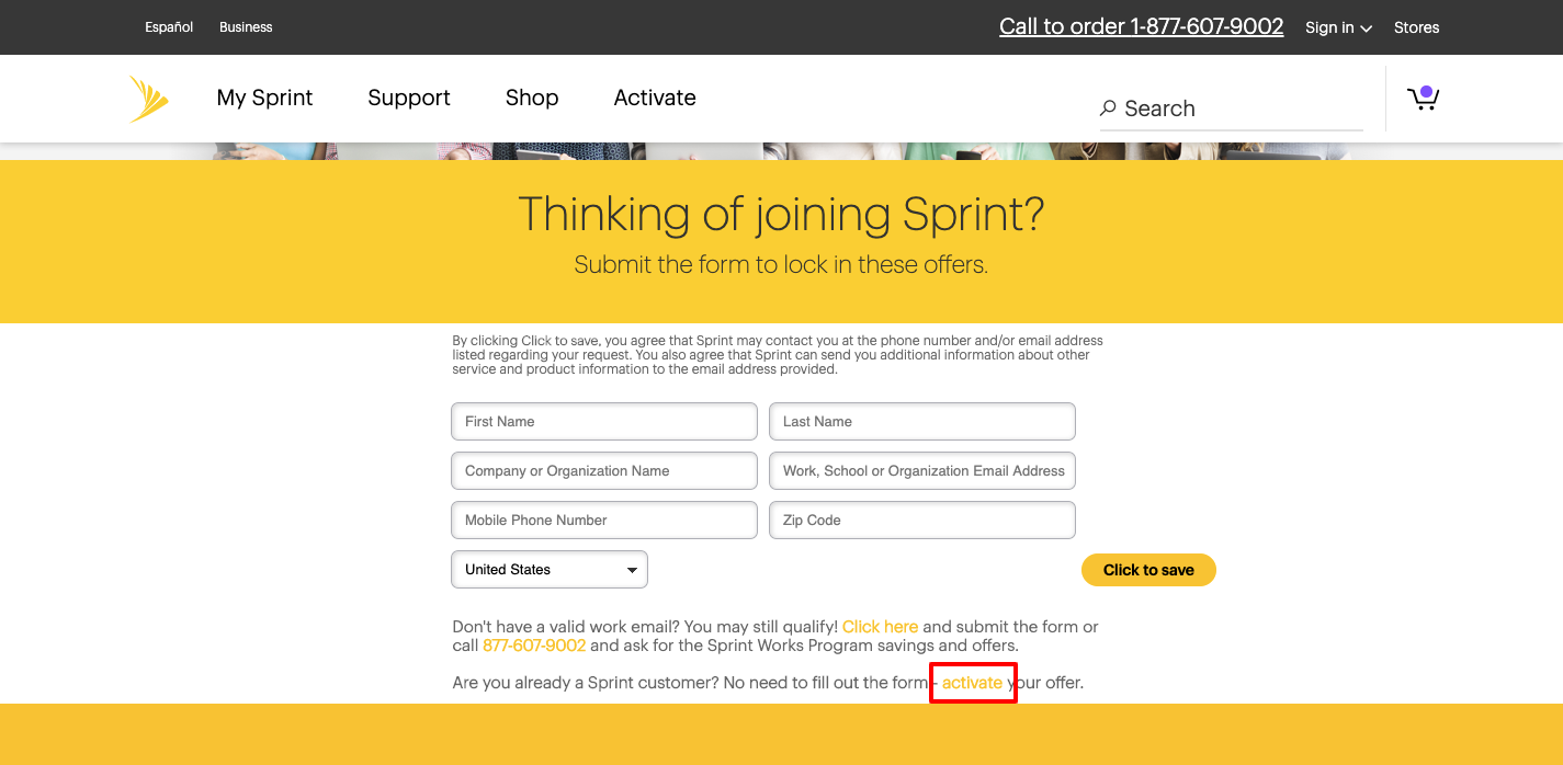 Sprint Works Program offer