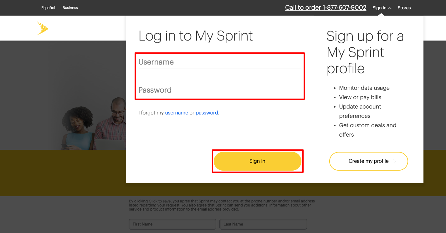 sprint login