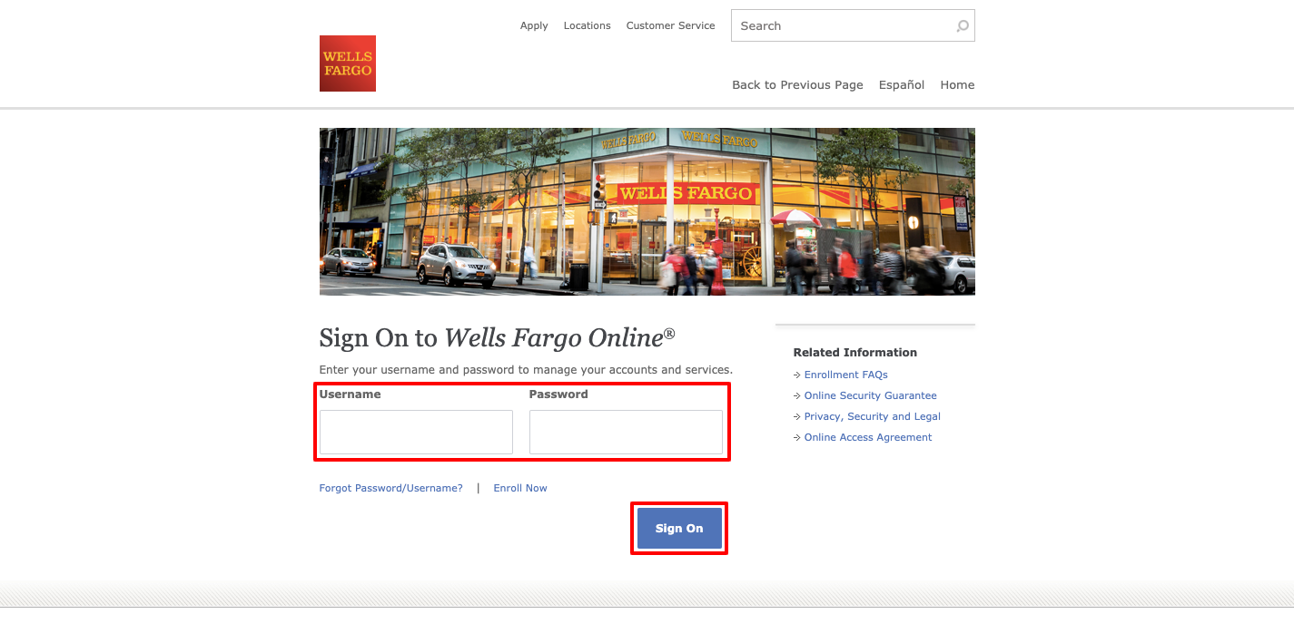 wells fargo online account login