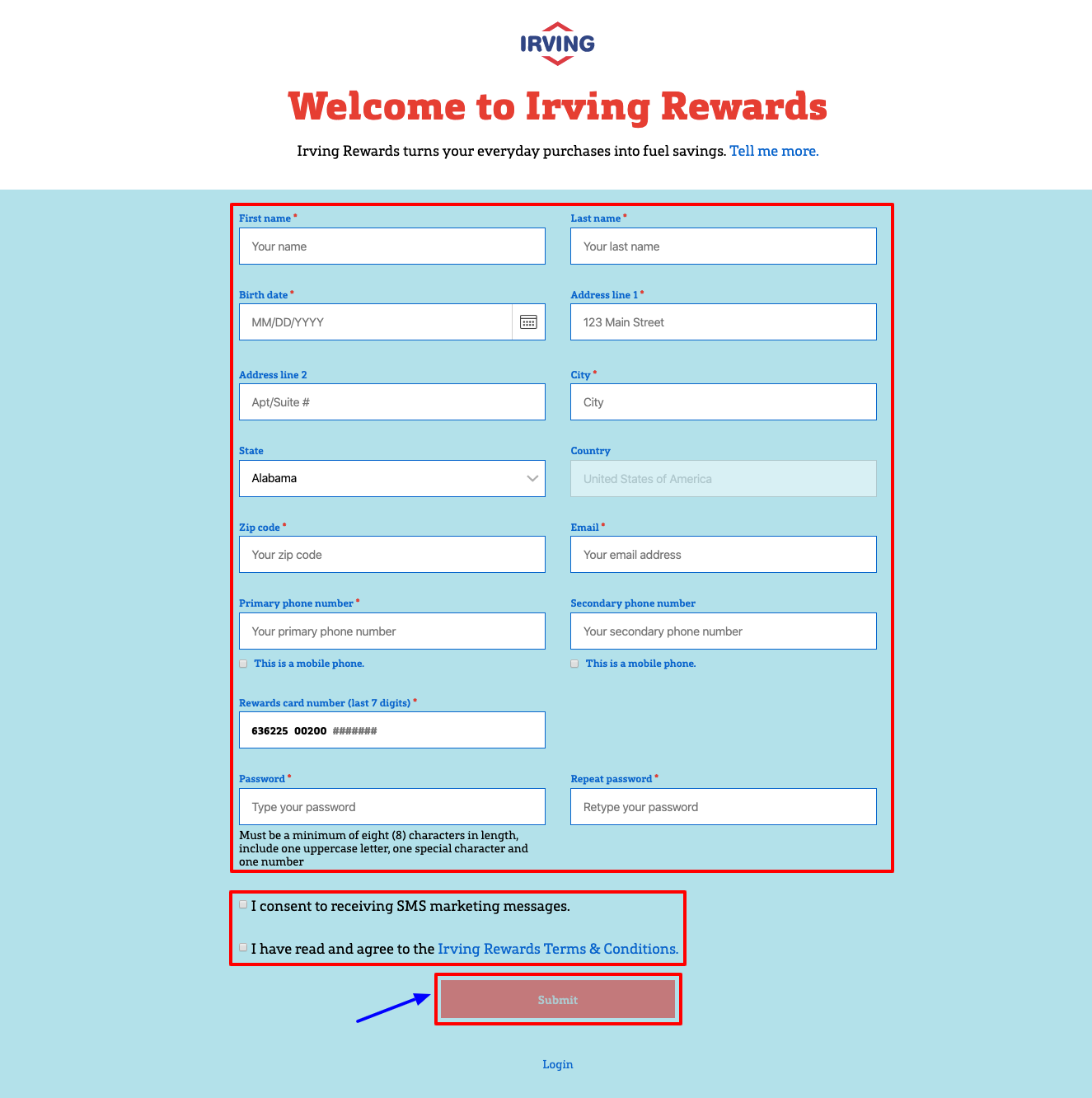 Irving Rewards Register