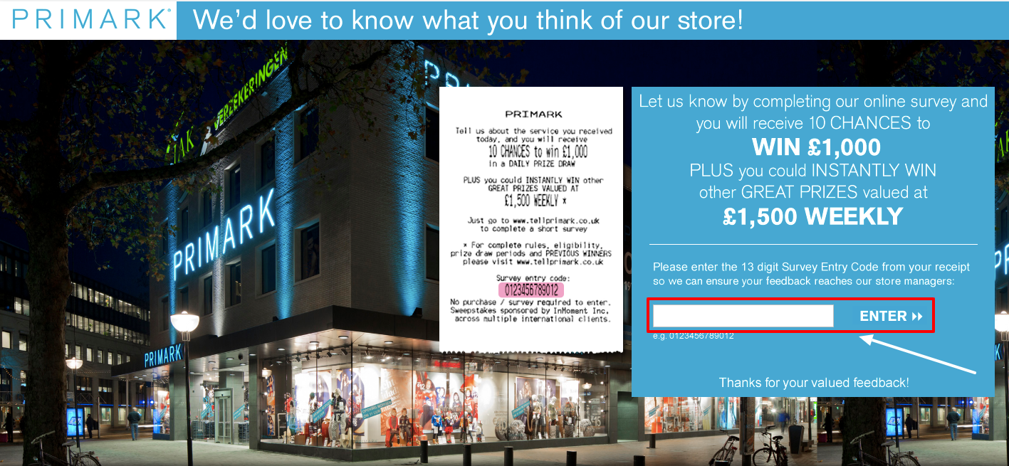 TellPrimark Customer Survey