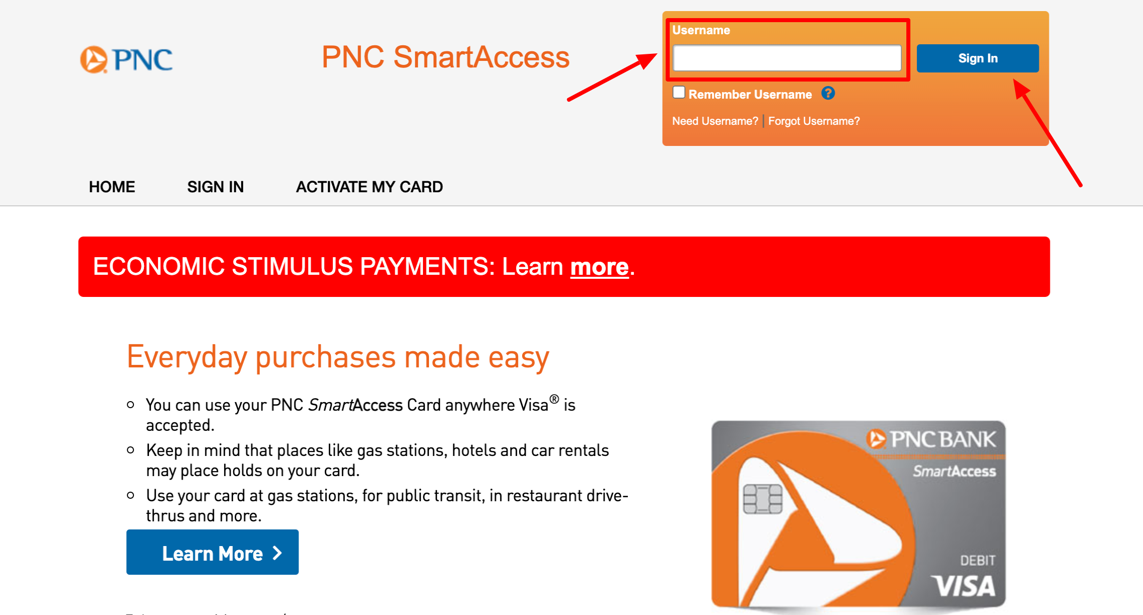 PNC Smart Access Card Login