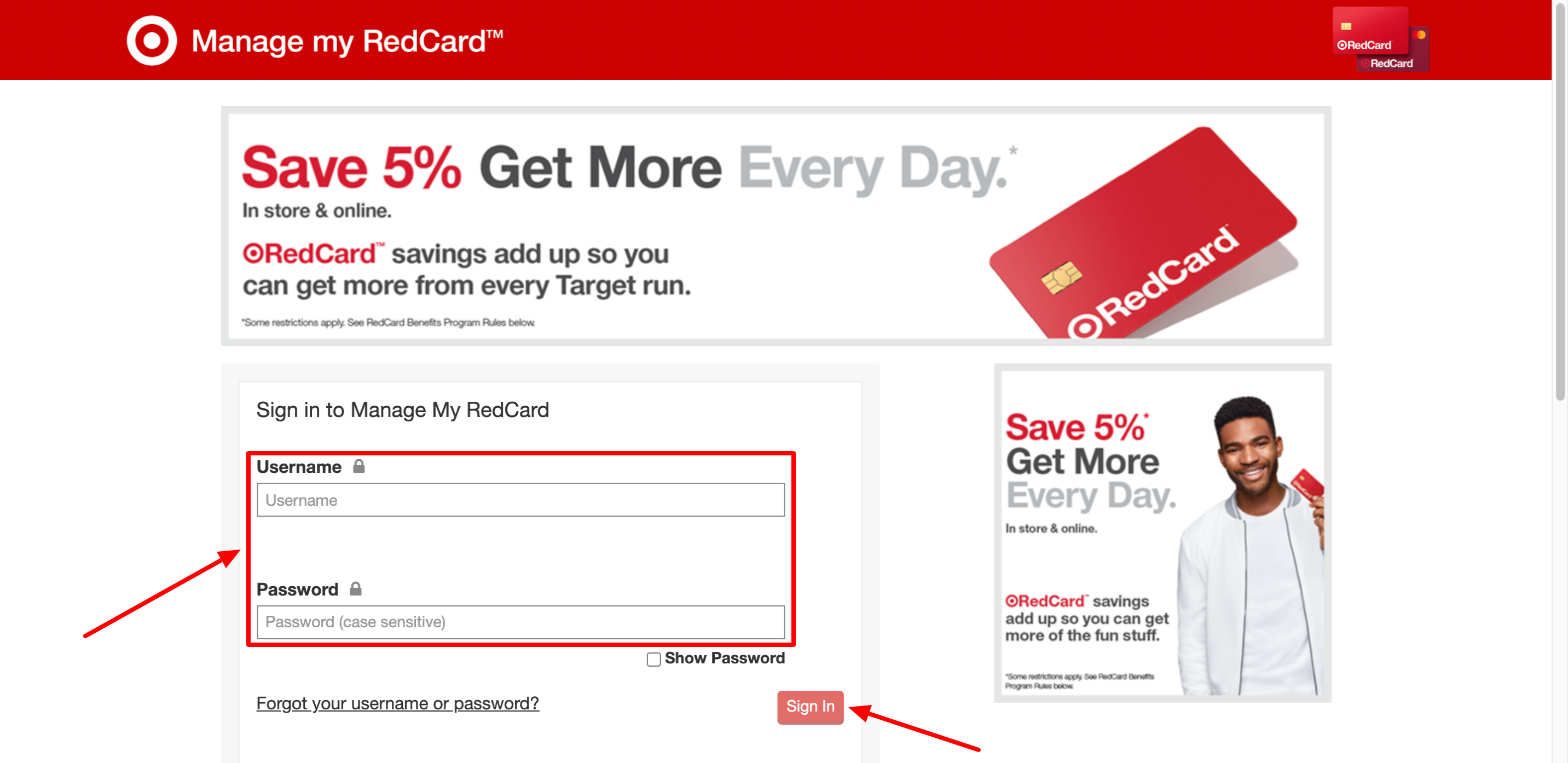 Target Redcard Login